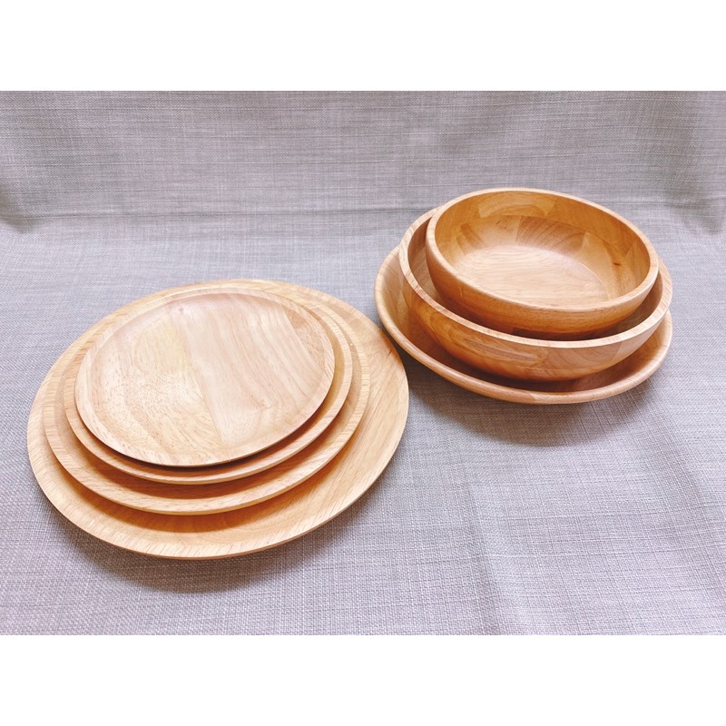 木餐盤 木製品 木碗 木圓盤 圓盤 橡膠木 碗盤