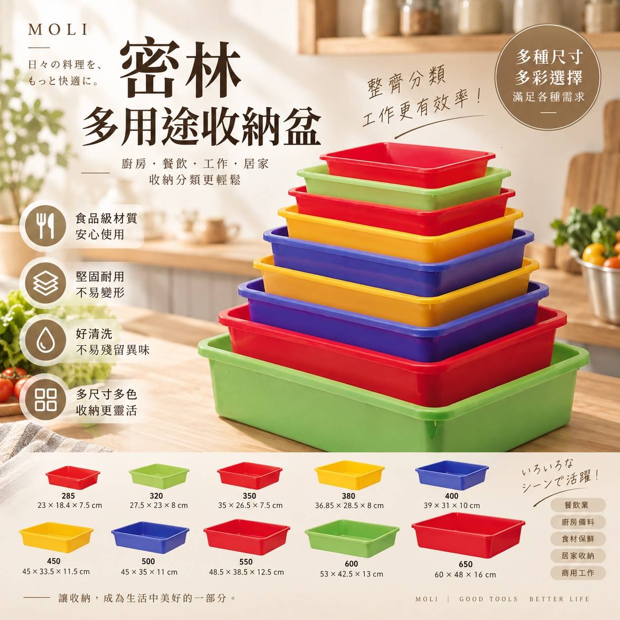 公文林 密林 塑膠長方盆｜多用途收納盆 備料盆 食材分類盆 餐飲廚房收納