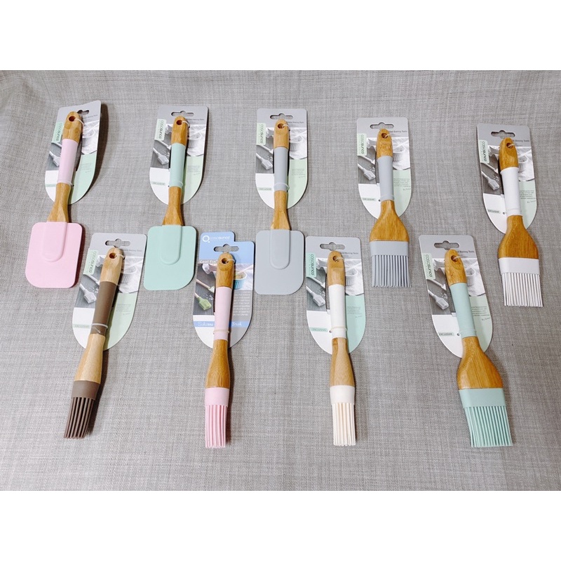 竹柄矽膠刮刀/扁刷/圓刷