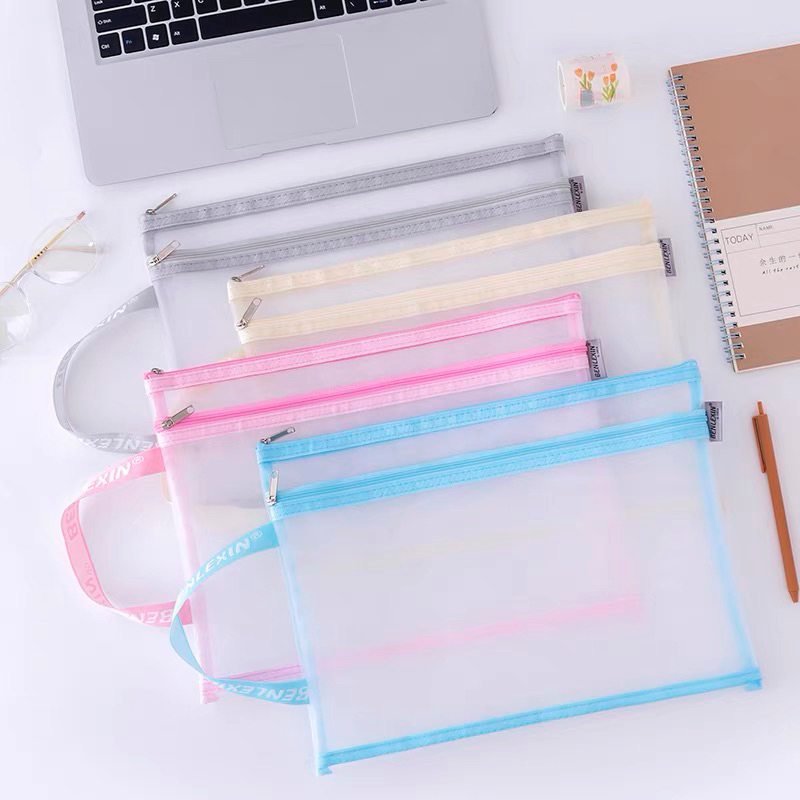 手提網收納袋 文具袋 票據袋 零錢袋 文件袋 收納 夾鏈袋