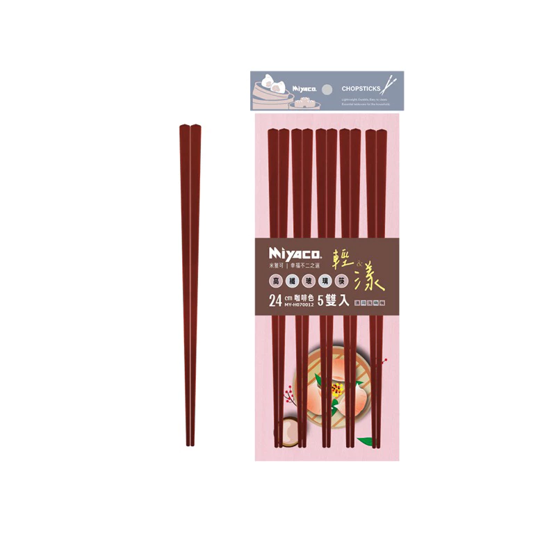 Miyaco高纖玻璃筷5雙入-紅色
